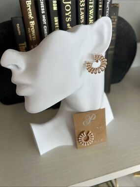 Plunder Rose Gold Pearl Cluster Hoop Earrings